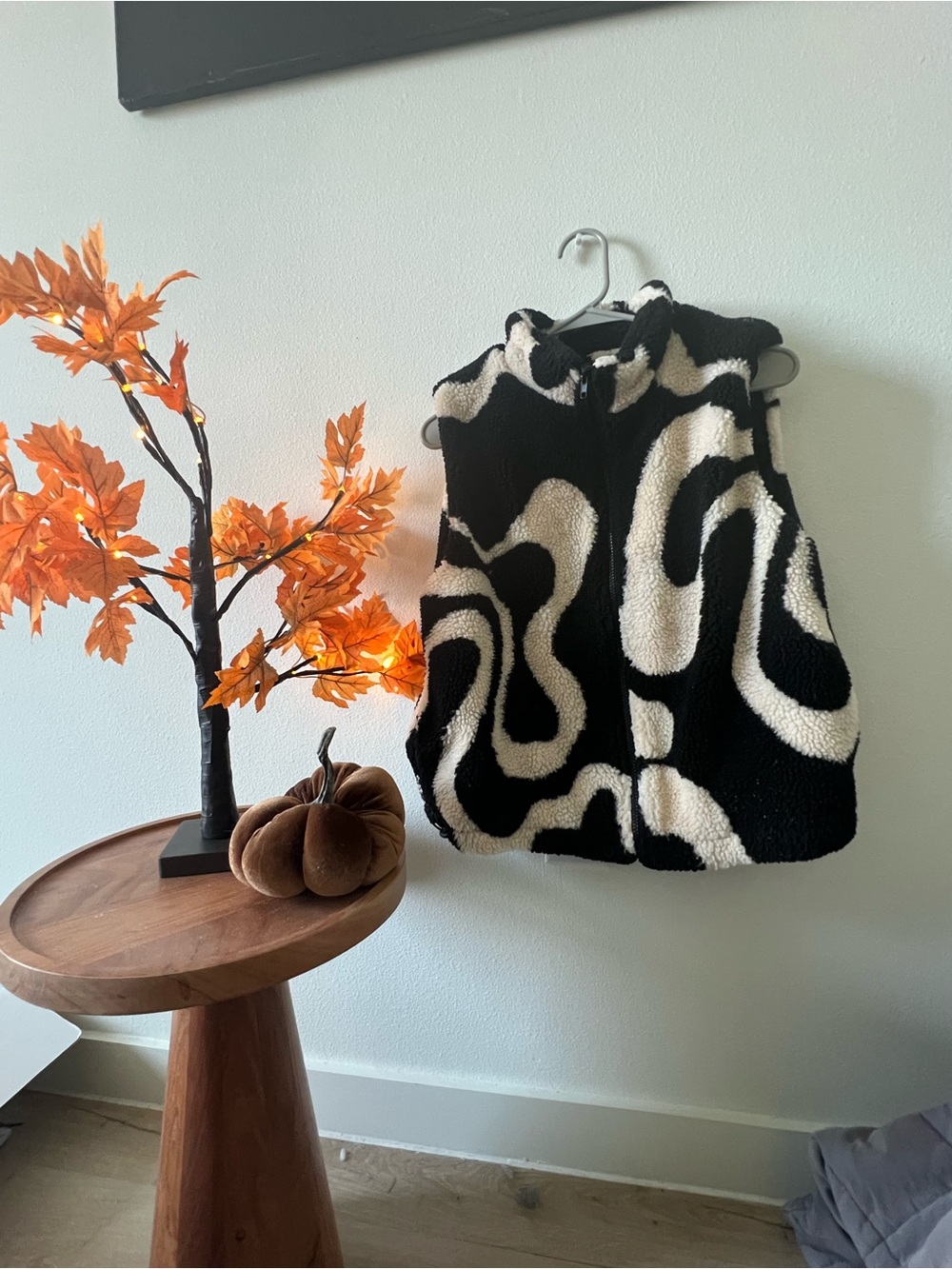 Funky Black & White Swirl Sherpa Vest